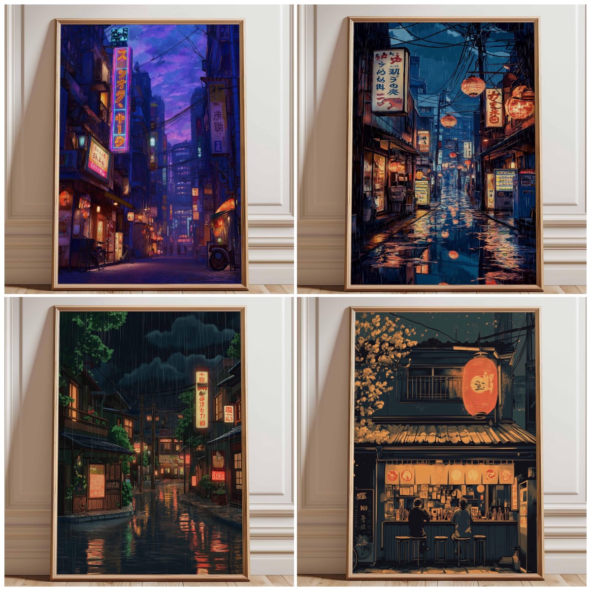 Japanese Lighting Decor - 1 adet Çerçevesiz Neon Tokyo Sokak