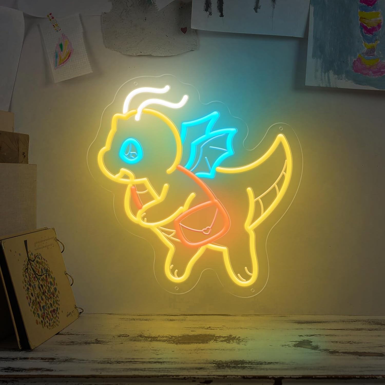 Outdoor Lighting Decor Ideas - USB Kısılabilir Sevimli Dinozor Neon Işık