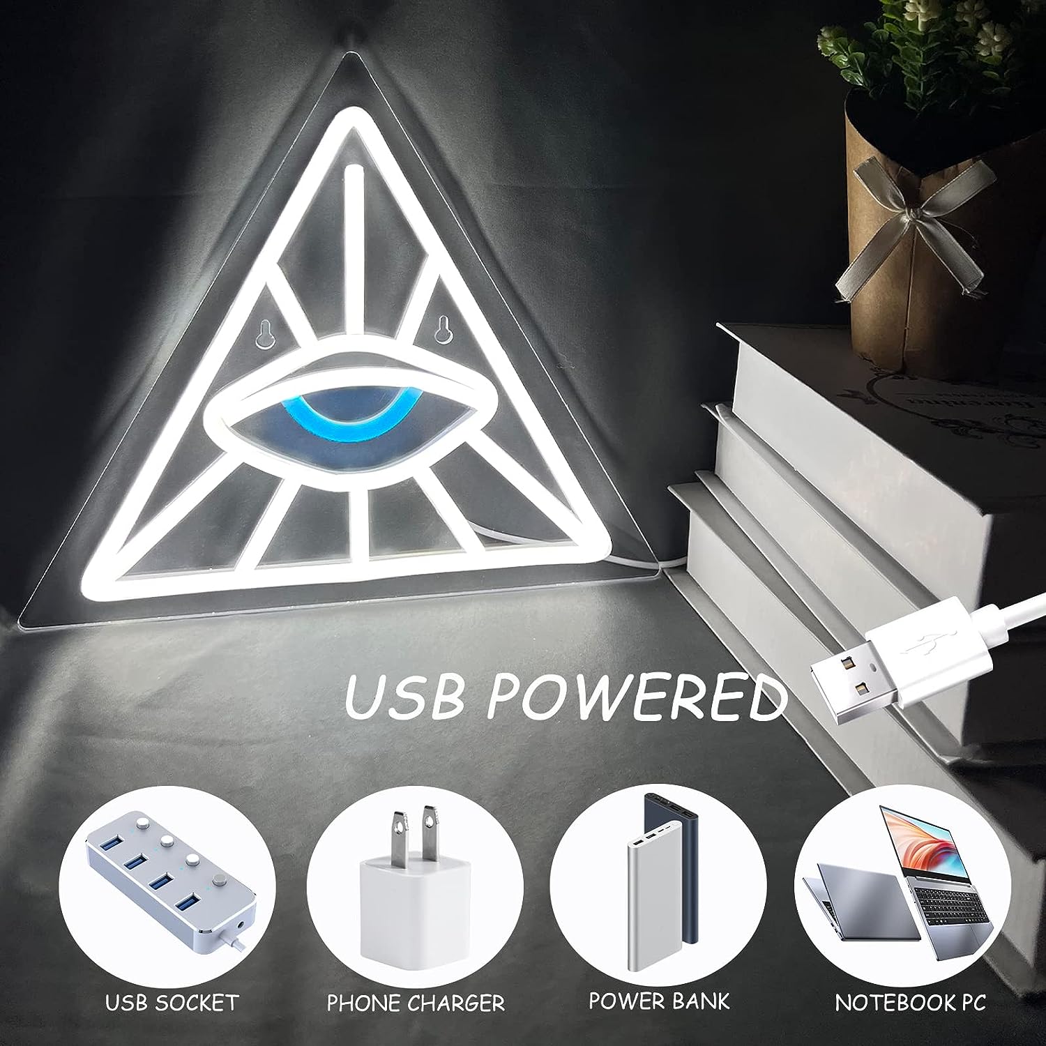 Üçgen İçinde Göz Neon Işık LED - Outdoor Lighting Decor Ideas incelemesi ve fiyatı