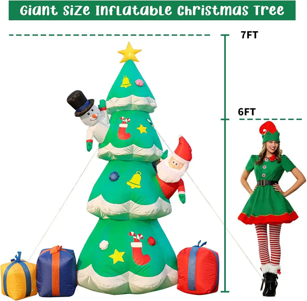 7FT Işıklı Noel Şişme Modeli,  - Lighting Tree Decor incelemesi ve fiyatı