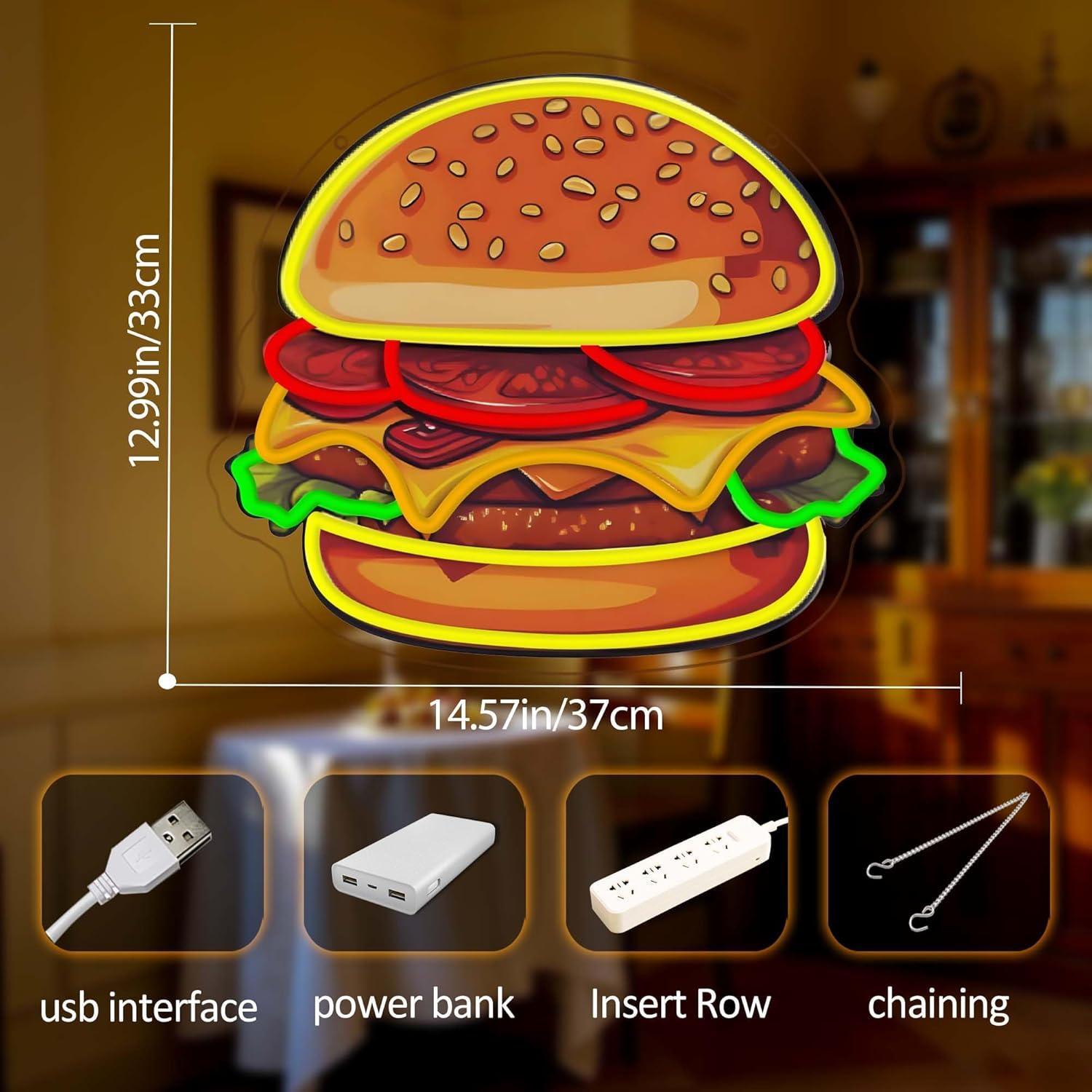 Burger Neon Tabela LED Hamburg - Lighting Decor Ideas incelemesi ve fiyatı
